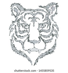 Tiger decorative line grunge element 