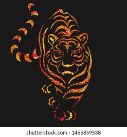 Tiger decorative line grunge element 