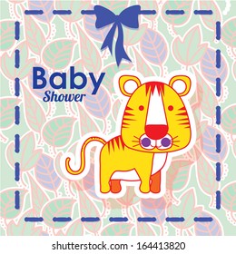 tiger design over floral background vector illustration  