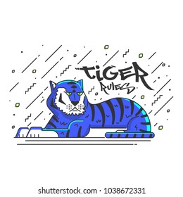 Tiger design with typography design for poster and print design. Tiger Rules . T-Shirt, Poster or Flyer design. Vector Illustration