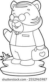 Tiger Doctor Botiquín de primeros auxilios Animal Vector Ilustración de arte gráfico