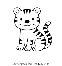 Rabiscar Tiger Isolado no Plano de Fundo Branco