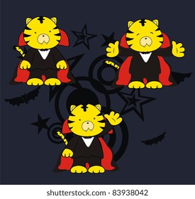 tiger dracula cartoon set in vector format
