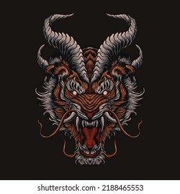 tiger dragon head illustration design