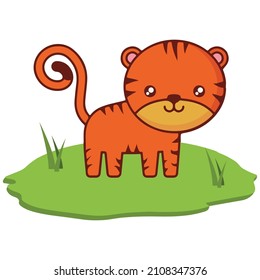 tiger drawing for the kids, painting of baby tiger, wildlife or wild animal, the sign of power and danger