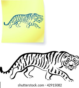 Tiger drawing on post it notes original vector illustration 6 color versions included