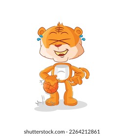 the tiger dribble basketball character. cartoon mascot vector