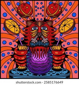 tiger drink abstract illustration for background, banner, poster, design, etc