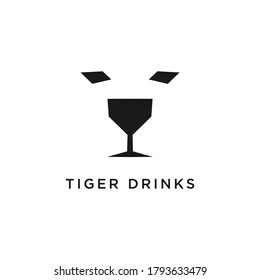 Tiger Drinks Logo Vector And Animal Minimal