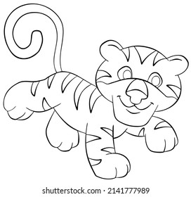 Tiger. Element zum Färben der Seite. Cartoon-Stil.
