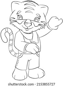 Tiger. Element for coloring page. Cartoon style.