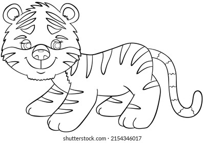 Tiger Element Coloring Page Cartoon Style Stock Vector (Royalty Free ...