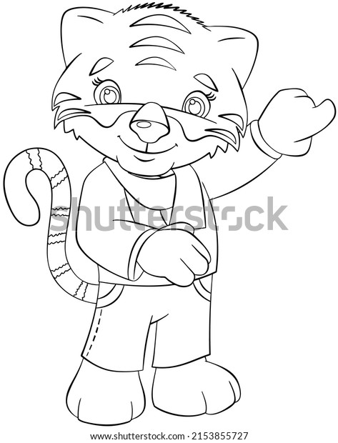 Tiger Element Coloring Page Cartoon Style Stock Vector (Royalty Free ...