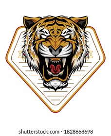 Tiger emblem design. angry tiger vector.