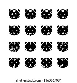 Tiger emoticon set, solid design vector illustration