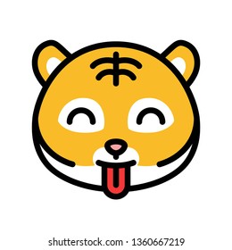 Tiger emoticon vector, filled design editable stroke