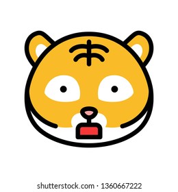 Tiger emoticon vector, filled design editable stroke