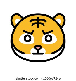 Tiger emoticon vector, filled design editable stroke