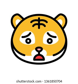 Tiger emoticon vector, filled design editable stroke