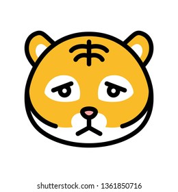 Tiger emoticon vector, filled design editable stroke