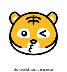 Tiger emoticon vector, filled design editable stroke
