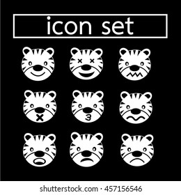 tiger emotion icon set illustration design