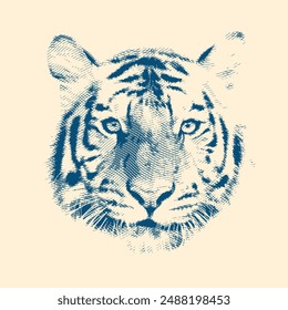 Tiger Engrave Effect Editable Illlustration
