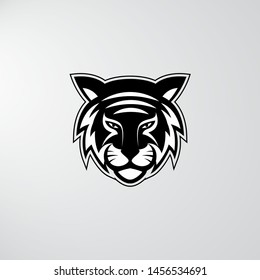 Tiger Esport Gaming Logo Vector Template Emblem Black and White