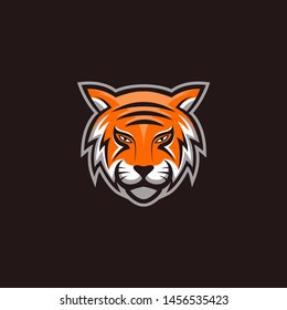 Tiger Esport Gaming Logo Vector Template Emblem Colorfull Orange