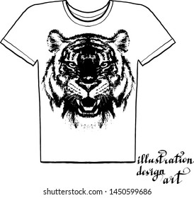 tiger evil print for t-shirt vector illustration