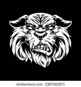 Tiger Expression Face Black and White