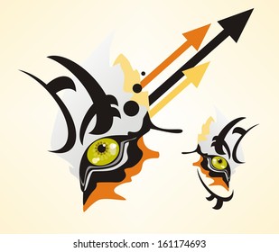 Tiger eye with arrows