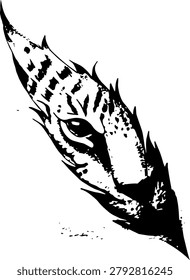 Tiger eye in claw scratch vector illustration. Monochrome black ink Wildcat predator eye inside torn rip shape, aggressive street wear graphics, Jimmy logo