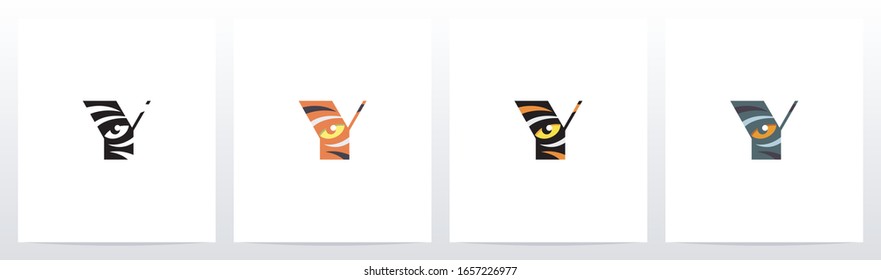 Tiger Eye Inside Letter Logo Design Y