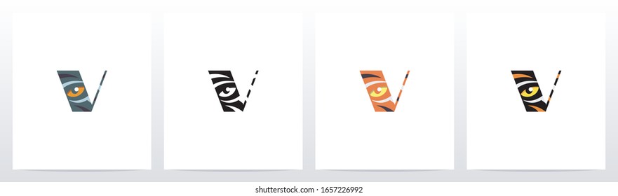 Letra Tigre Ojo Dentro De La Letra Diseño De Logotipo V
