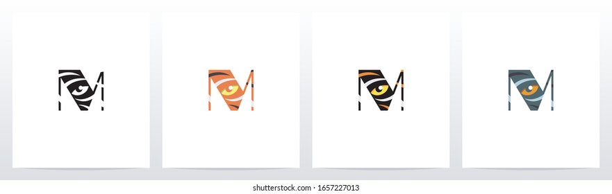 Tiger Eye Inside Letter Logo Design M