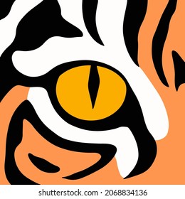 Tiger Eye Symbol. Wild Animal Art Logo. Flat Vector Illustration.