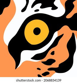 Tiger Eye Symbol. Wild Animal Art Logo. Flat Vector Illustration.
