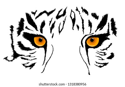 Tiger Eyes Mascot. Vector illustration. Isolated on white background.