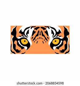 Tiger Eyes Symbol. Wild Animal Art Logo. Flat Vector Illustration.