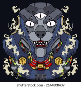tiger face armor vector illustration