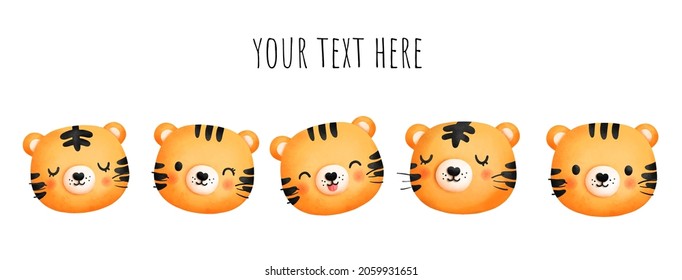 Pancarta de la cabeza del tigre. Año del Tigre. Ilustración del vector