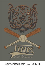 Tiger Face Baseball bat and Ball