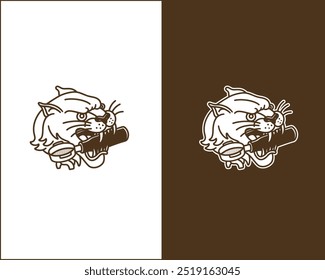 Tiger Face Biting Espresso Porta Filter for Espresso Machine Cartoon Illustration for Merchandise TShirts Posters Cafe Logos Web Design and Coffee Themed Projects