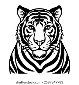Tiger face black image white background