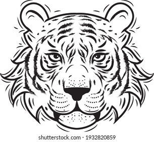 Tiger face black and white vector 