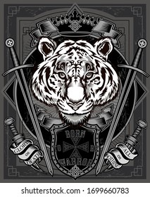 Tiger Face Black and Wight Tattoo