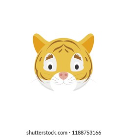 Tiger face in cartoon style for children. Animal Faces Vector illustration Series