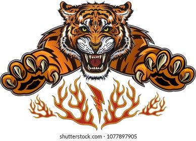 Tiger Face Color Tattoo Stock Vector (Royalty Free) 1077897905