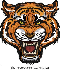 Tiger Face Color Tattoo